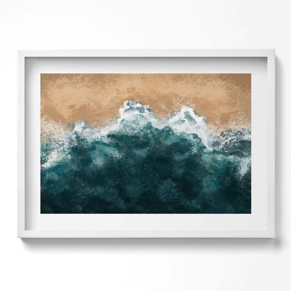 Tablou rama excepţional Ilustrație aeriană a valurilor mării și a plajei