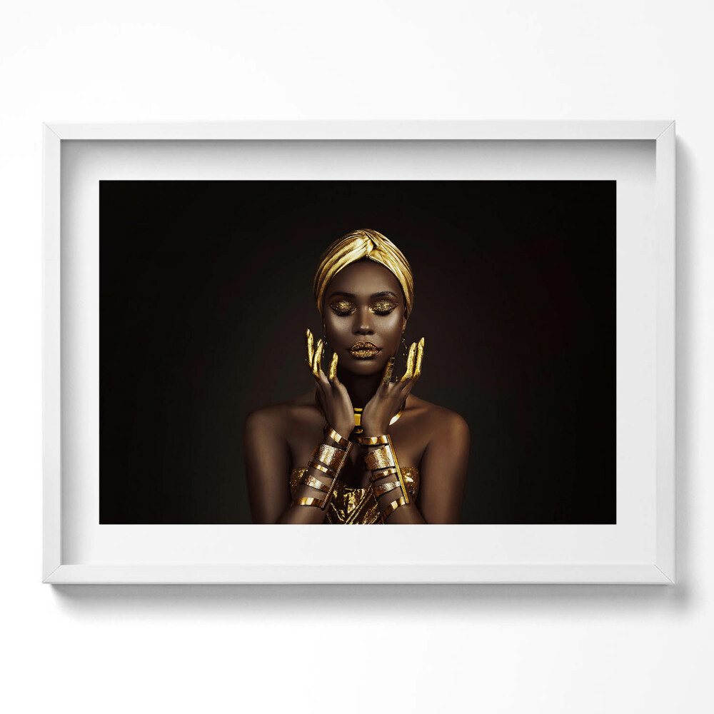 Tablou rama excepţional Portretul unei femei africane în aur