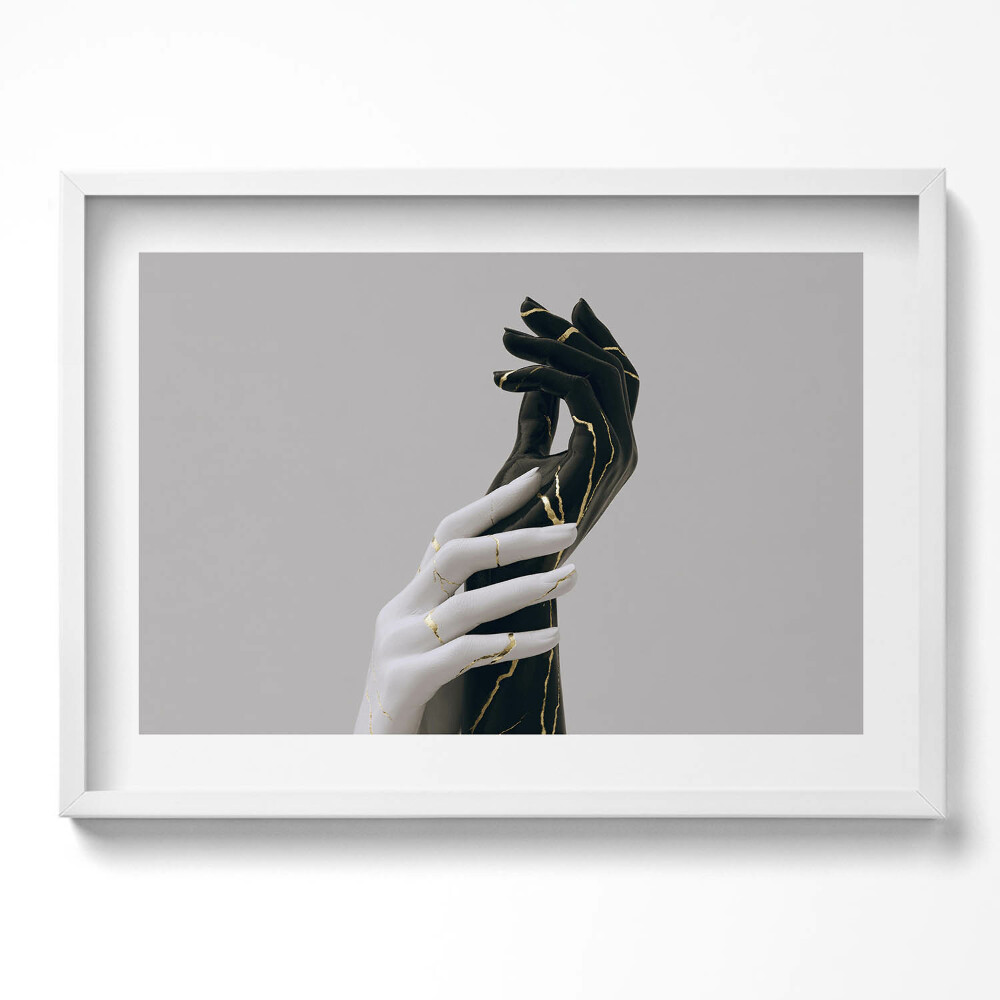 Tablou living cu rama excepţional Ace albe și negre cu aur