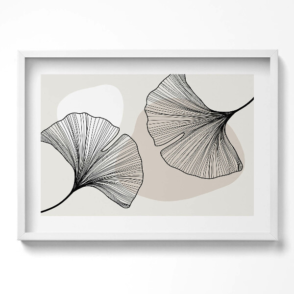 Tablou living cu rama excepţional Frunze liniare de ginkgo în stil boho