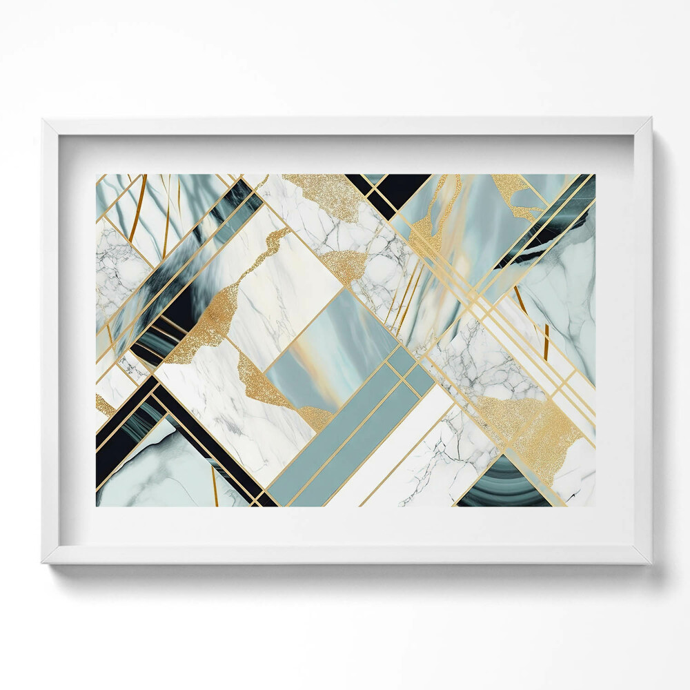 Tablou living cu rama excepţional Abstracție geometrică cu aur