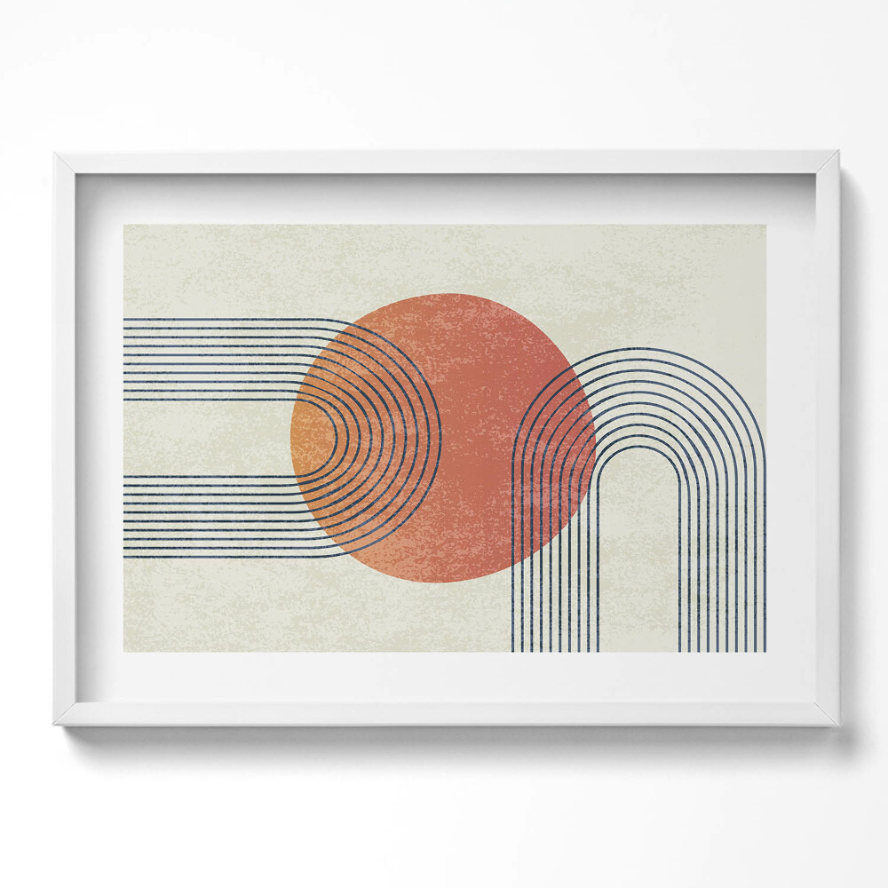 Tablou living cu rama excepţional Linii și cercuri de artă modernă