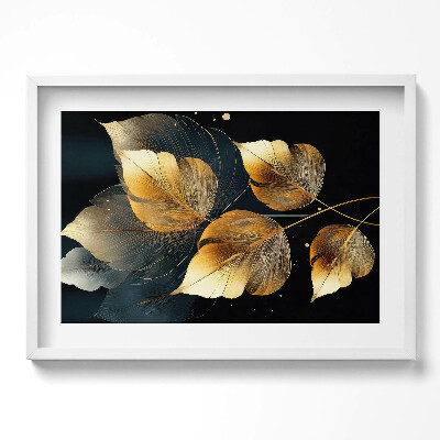 Tablou rama excepţional Frunze de aur glamour