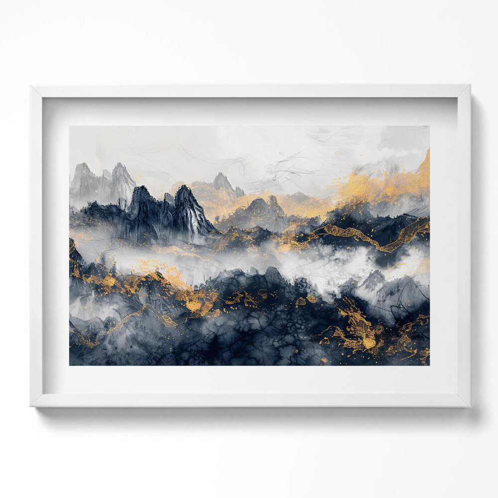Tablou rama excepţional Peisaj abstract al munților printre nori