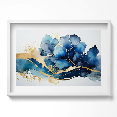 Tablou living cu rama excepţional Pictură abstractă cu plante în aur