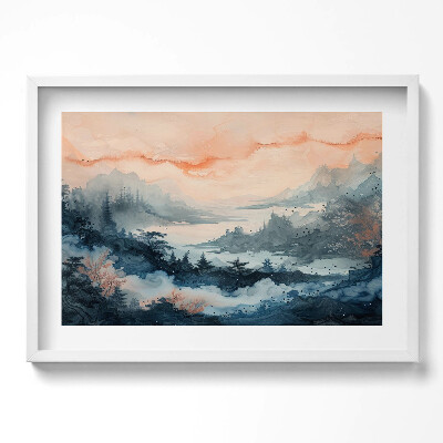 Tablou rama excepţional Peisaj abstract de munți și păduri