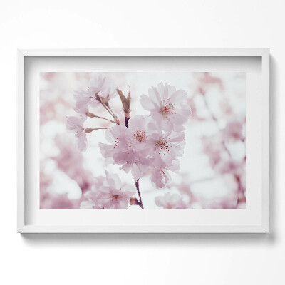 Tablou living cu rama excepţional Flori delicate de culoare roz pal