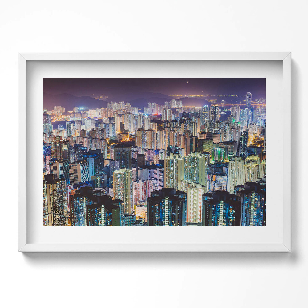 Tablou rama excepţional Orașul iluminat noaptea