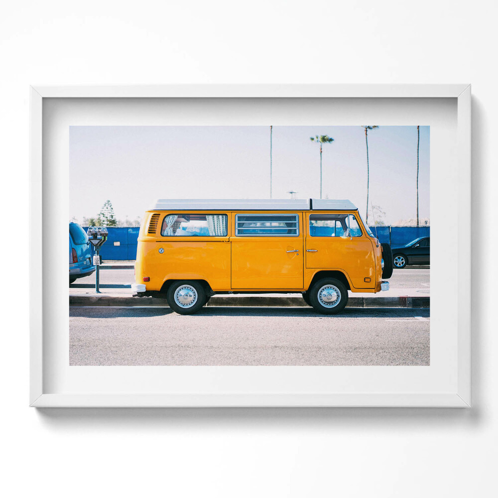 Tablou rama excepţional Mașină galbenă de vacanță