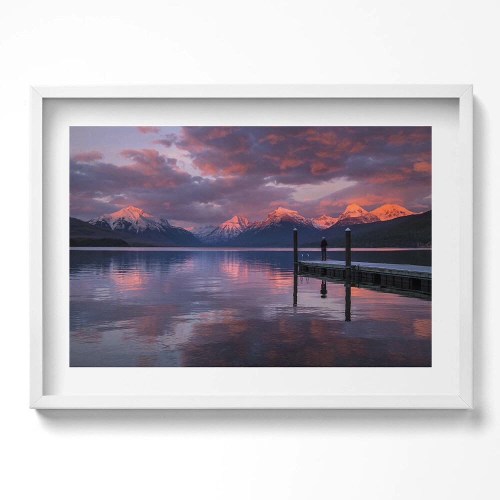 Tablou living cu rama excepţional Munți și nori lac