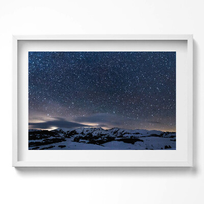 Tablou rama excepţional Stele noaptea pe cerul munților