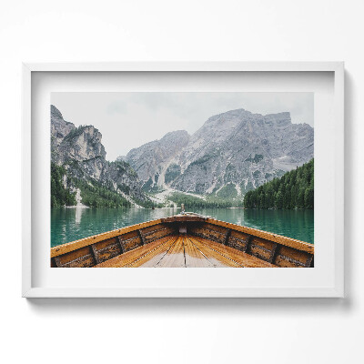 Tablou rama excepţional Vedere de pe o barcă pe un lac de munte