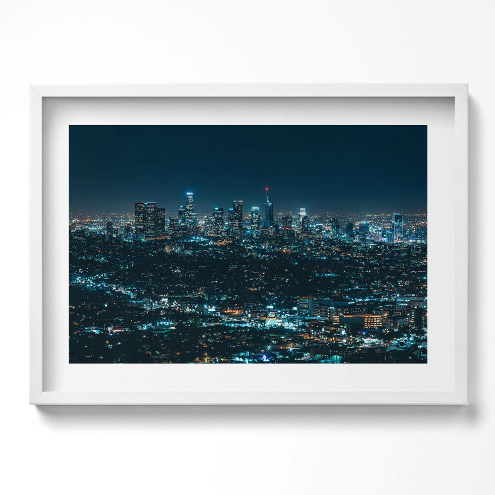 Tablou rama excepţional Oraș mare iluminat noaptea panoramă