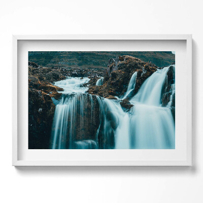 Tablou living cu rama excepţional Fotografie a unei cascade de munte