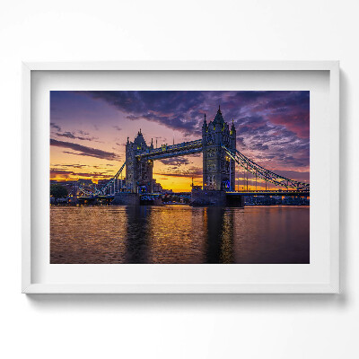 Tablou living cu rama excepţional Podul Brooklyn și suprafața apei din Londra