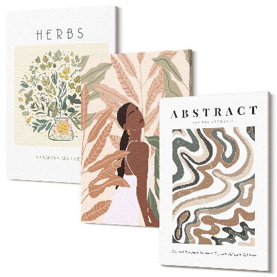 Tablou canvas set triptic Afișe minimaliste cu estetică boho pastel