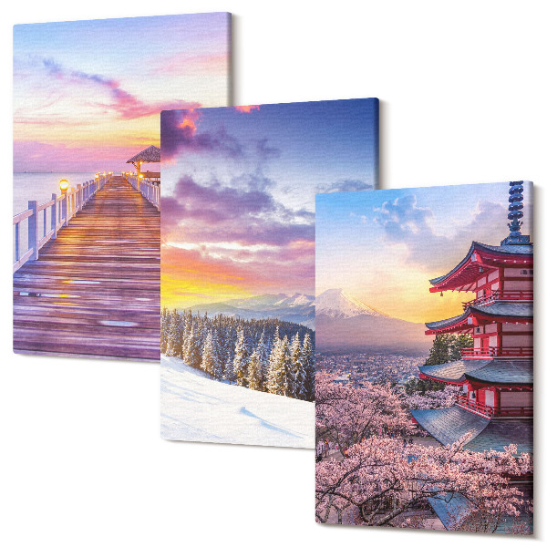 Set tablouri canvas triptic Peisaje romantice cu cer pitoresc