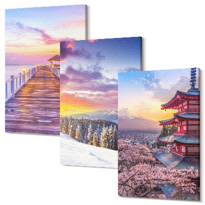 Set tablouri canvas triptic Peisaje romantice cu cer pitoresc