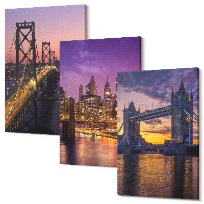 Tablou canvas set triptic Poduri de apus și peisaje urbane