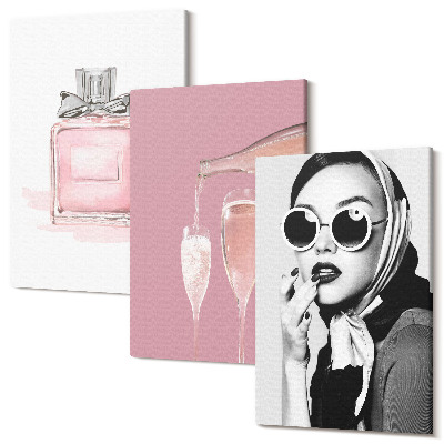 Tablou 3 piese Accesorii elegante feminine in nuante de roz