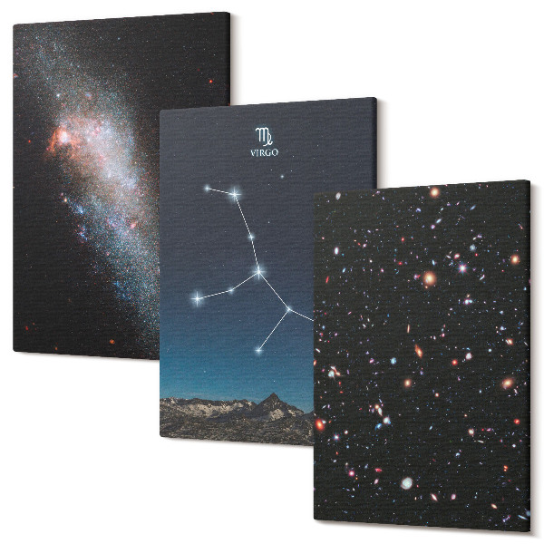 Set tablouri canvas triptic Vedere galaxie a constelației Fecioarei asupra universului