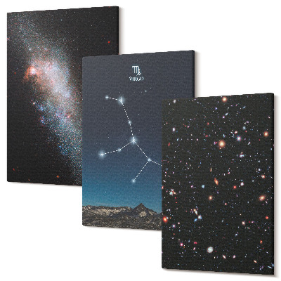 Set tablouri canvas triptic Vedere galaxie a constelației Fecioarei asupra universului