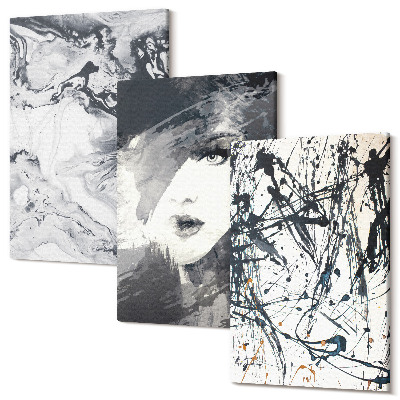 Tablou 3 piese Modele abstracte în nuanțe de alb și negru