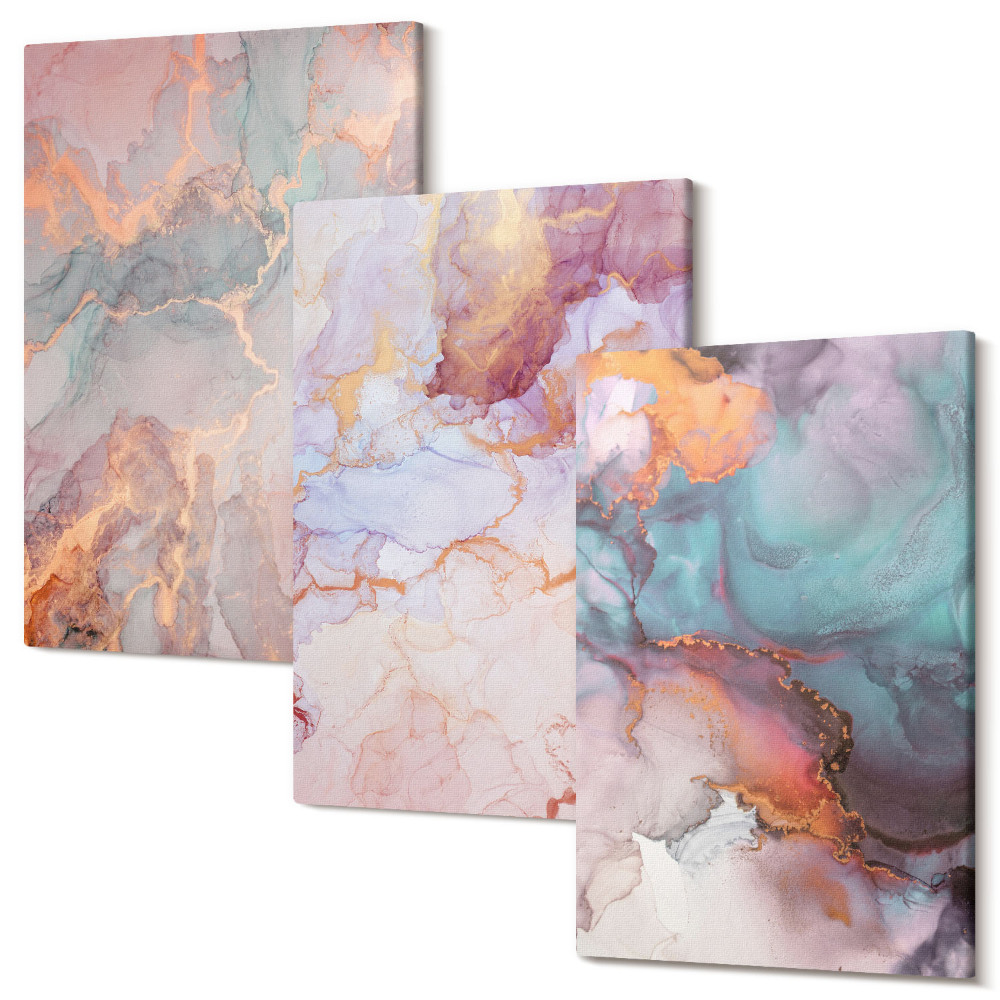 Set tablouri canvas triptic Modele abstracte în culori pastelate cu accente