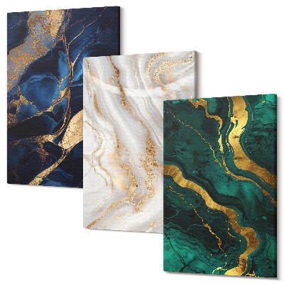 Set tablouri canvas triptic Modele abstracte în nuanțe de albastru și verde