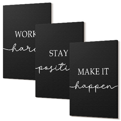 Tablou 3 piese Sloganuri motivaționale elegante pe un fundal negru