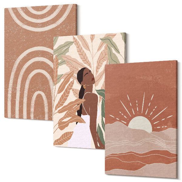 Set tablouri canvas triptic Forme și ilustrații abstracte Boho