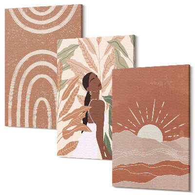 Set tablouri canvas triptic Forme și ilustrații abstracte Boho