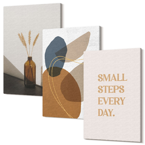 Tablou 3 piese Forme abstracte și accente naturale incluse