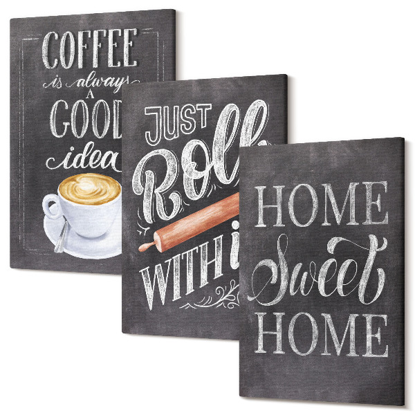 Tablou canvas set triptic Cafea, căldură și confort acasă