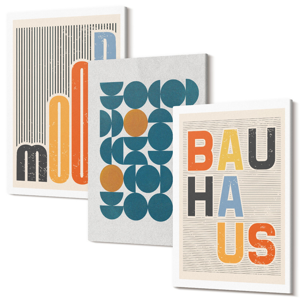 Tablou 3 piese Modele geometrice postere stil Bauhaus