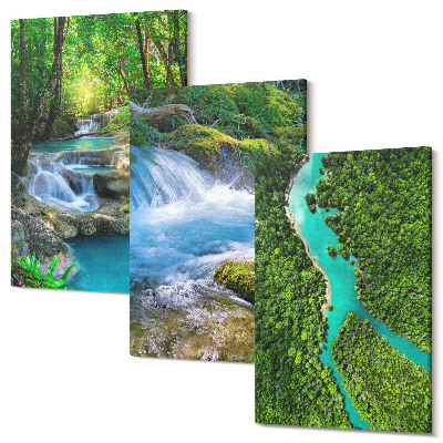 Set tablouri canvas triptic Păduri verzi și ape cristaline ale râurilor