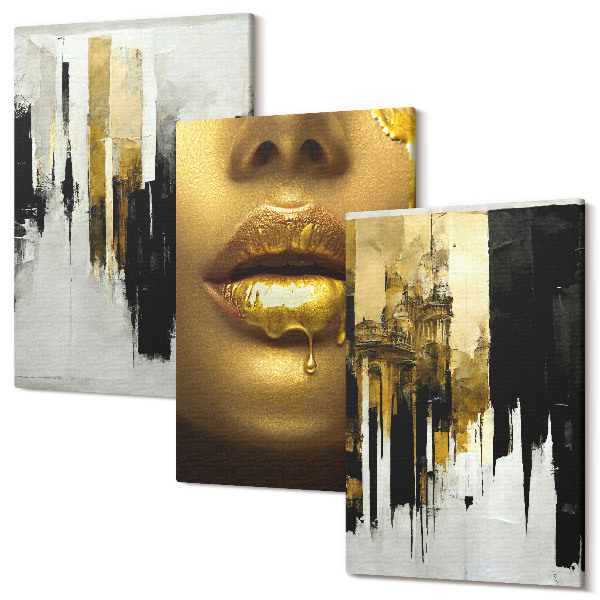 Tablou canvas set triptic Pictură abstractă și portretul unei femei