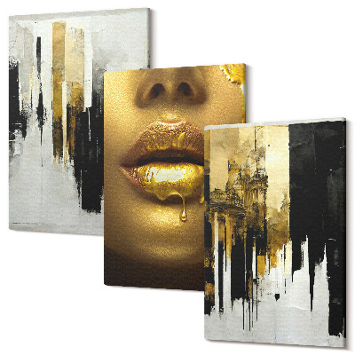 Tablou canvas set triptic Pictură abstractă și portretul unei femei