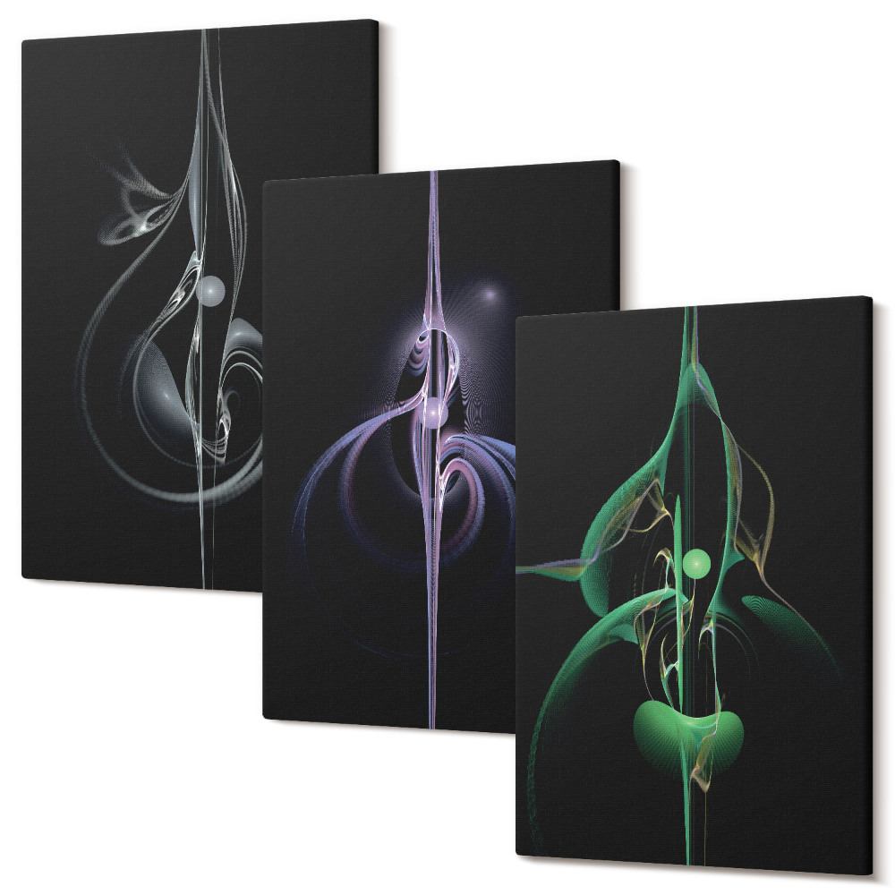 Tablou canvas set triptic Modele abstracte în nuanțe de negru și culoare