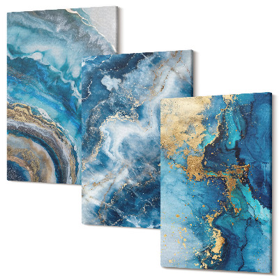 Set tablouri canvas triptic Modele abstracte albastre în trei tablouri