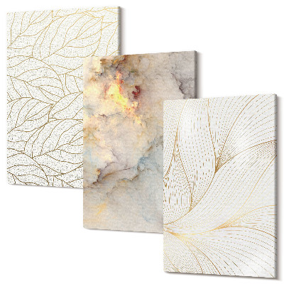 Tablou 3 piese Modele liniare de frunze de marmură abstractă