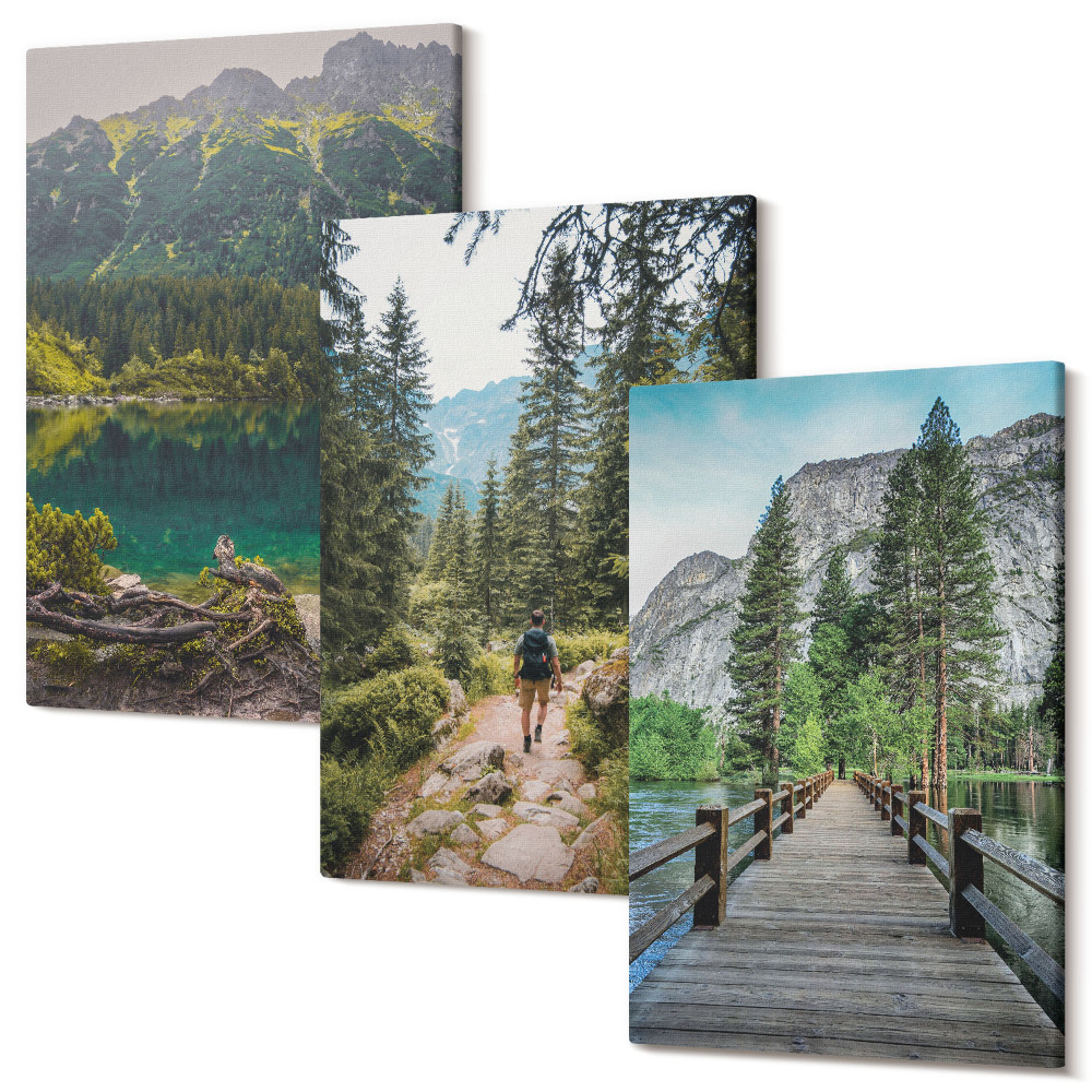 Tablou canvas set triptic Munți, lacuri, păduri și poteci în natură