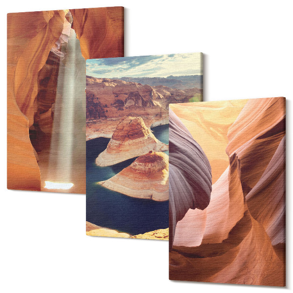 Tablou 3 piese Cascada în formațiunile stâncoase din defileu din canion