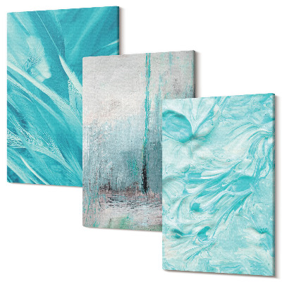 Tablou canvas set triptic Nuanțe de albastru în modele abstracte delicate