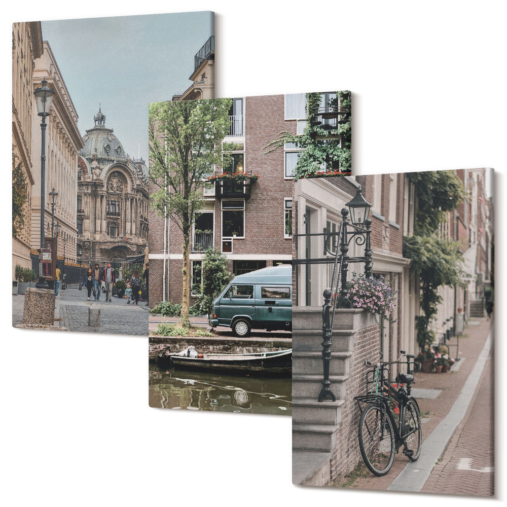 Tablou canvas set triptic Vedere liniștită la oraș asupra clădirilor