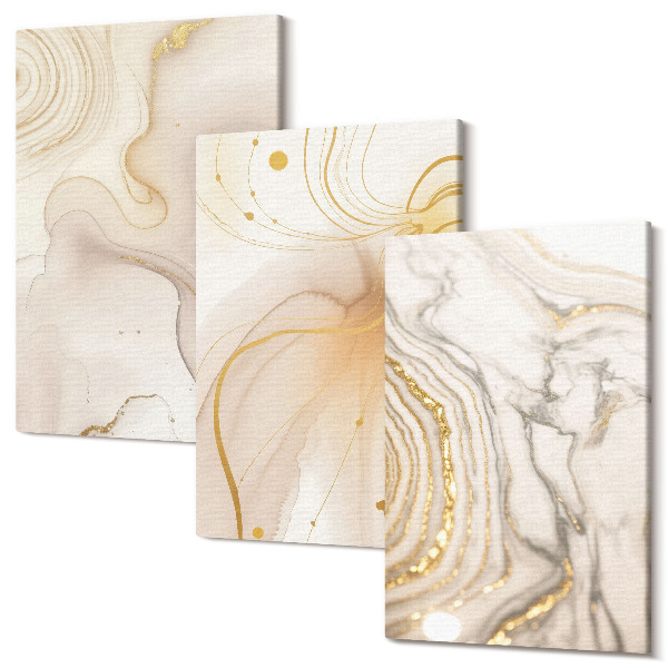 Set tablouri canvas triptic Modele abstracte subtile de vopsea vărsată