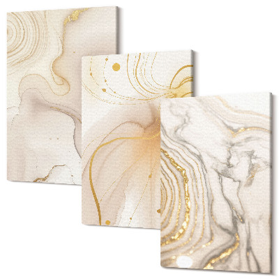 Set tablouri canvas triptic Modele abstracte subtile de vopsea vărsată