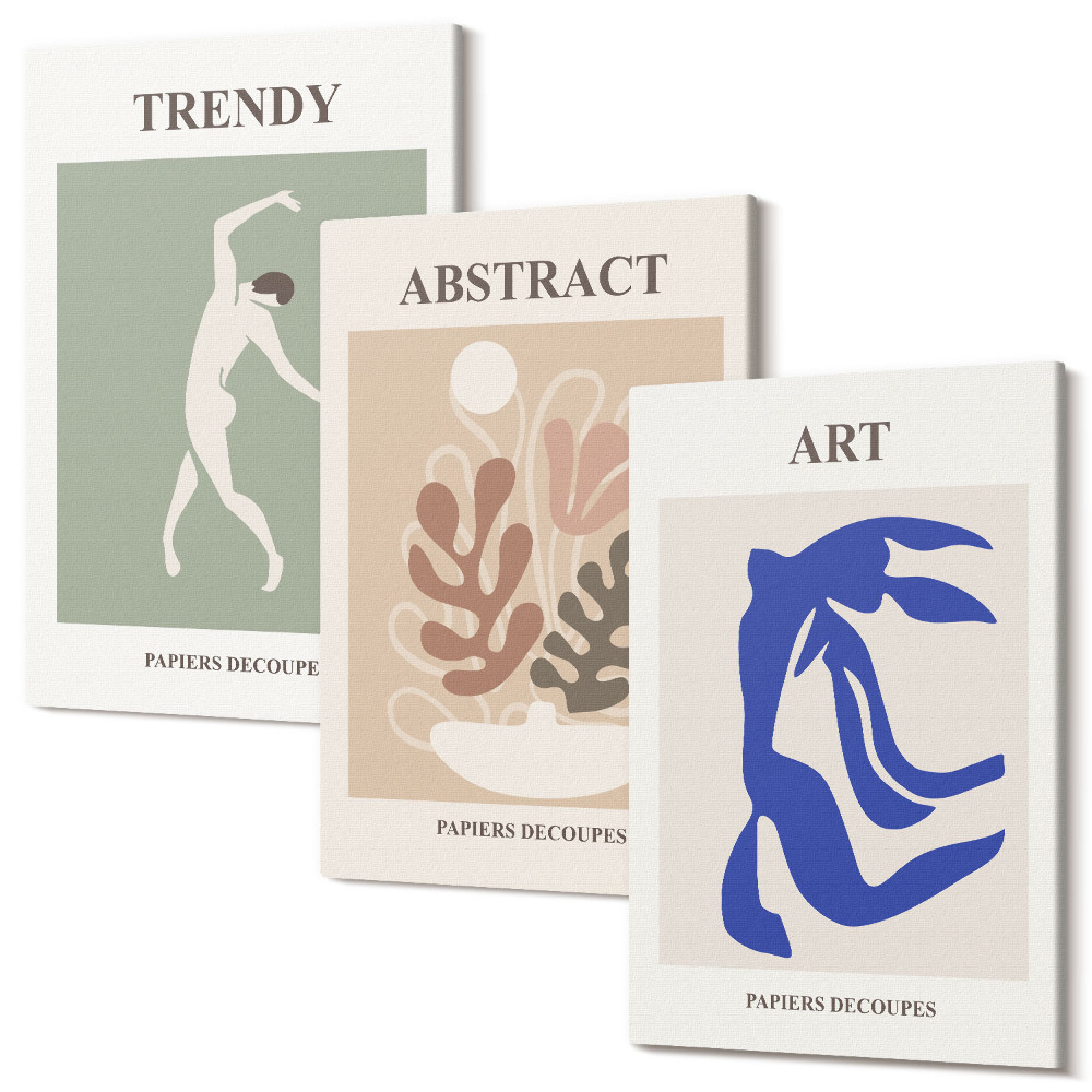 Tablou canvas set triptic Afișe elegante cu figuri și plante de Henri Matisse