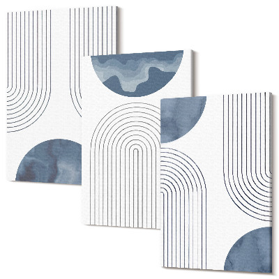 Set tablouri canvas triptic Modele abstracte în nuanțe de albastru și alb