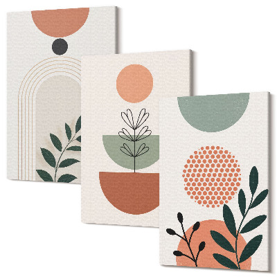 Tablou 3 piese Motive vegetale în forme și culori moderne